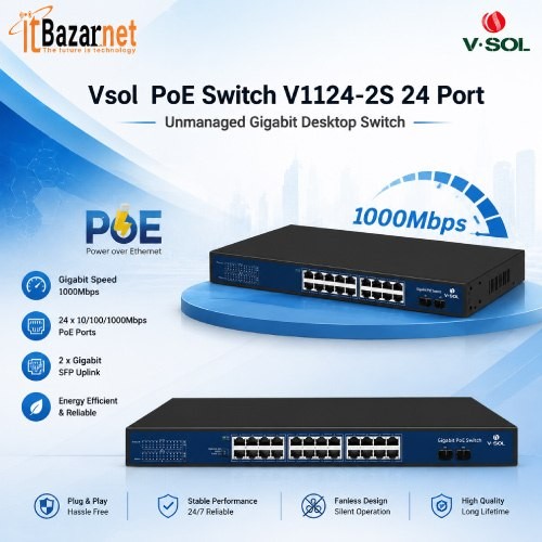 Vsol V1124-2S 24 Port Unmanaged Gigabit Desktop Switch