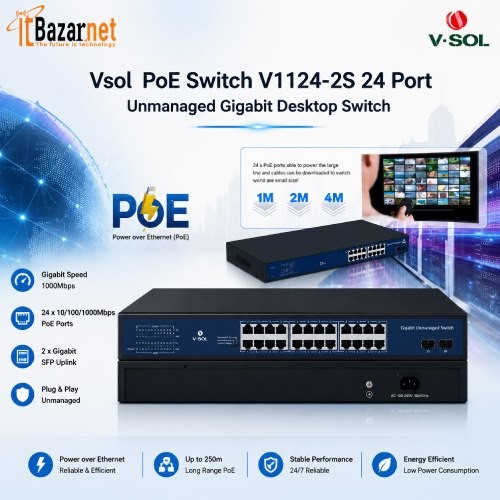 Vsol V1124-2S 24 Port Unmanaged Gigabit Desktop Switch Image