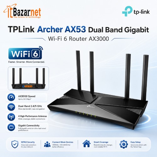 TPLINK Archer AX53 Dual Band Gigabit Wifi 6 Router AX3000 Image