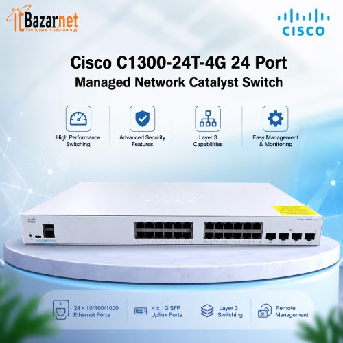 Cisco C1300-24T-4G 24 Port Managed Network Catalyst Switch Image