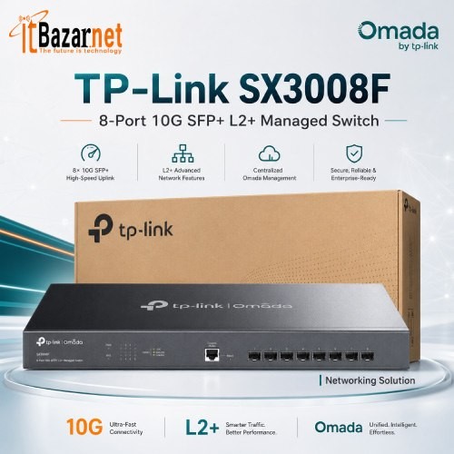 TPLink SX3008F 8Port 10G SFP+ L2+ Managed Switch Image