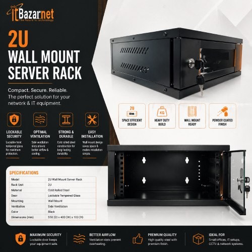 2U Wall Mount Server Rack Network Cabinet Image