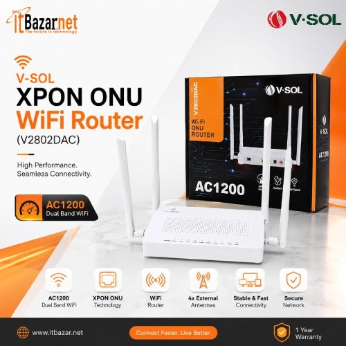 VSOL ONU ROUTER V2802DAC AC1200 XPON Dual Band WiFi 5 ONU Router Image