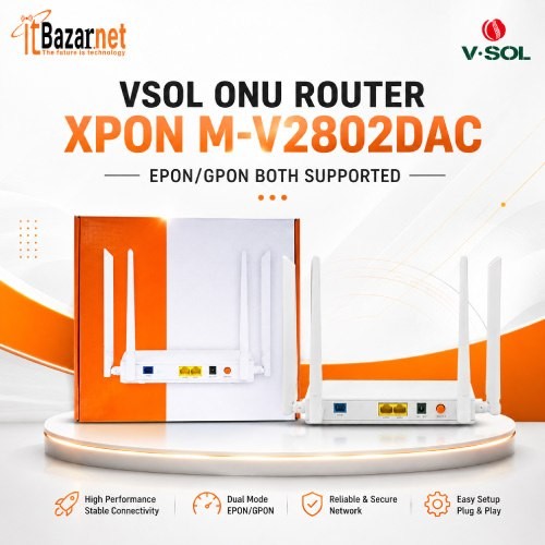 VSOL ONU ROUTER V2802DAC AC1200 XPON Dual Band WiFi 5 ONU Router Image