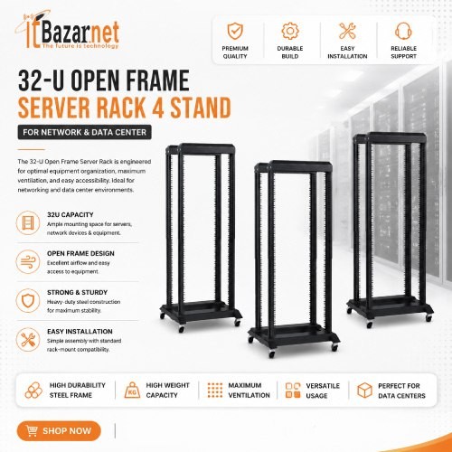 32U Open Server Rack Cabinet For Server & Networking Equipment Image