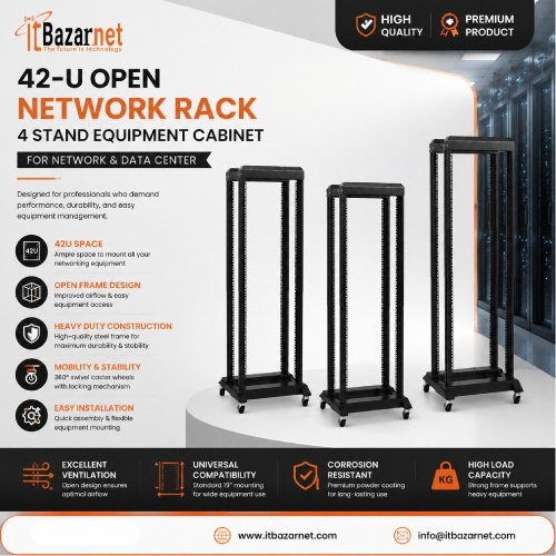 42U Open Server Rack 4 Stand 19 Inch Network Cabinet Image