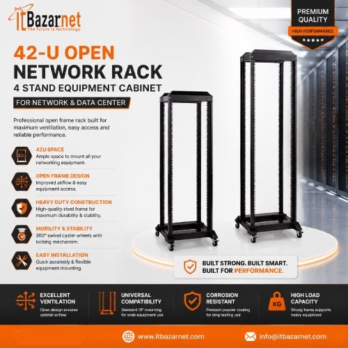 42U Open Server Rack 4 Stand 19 Inch Network Cabinet Image