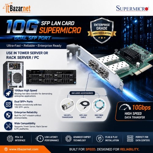 Supermicro 10G Dual Port SFP+ LAN Card Broadcom Chipset Image