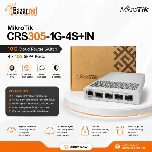 MikroTik CRS305-1G-4S+IN 4Port 10G SFP+ Cloud Router Switch