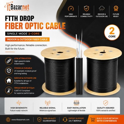 FTTH Drop Fiber Optic Cable Single Mode 2-Core Image
