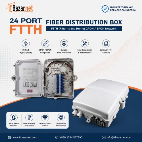 24 Port FTTH Fiber Distribution Box For EPONGpon Fiber Distribution Box Image