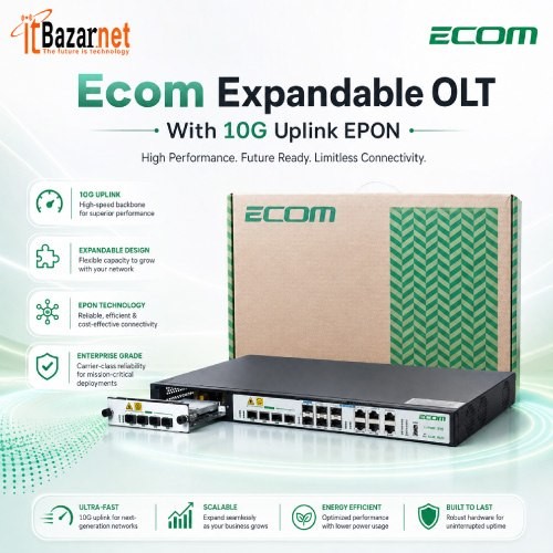 ECOM Expandable EPON OLT E08EP-4S+ 4Port 10G Uplink
