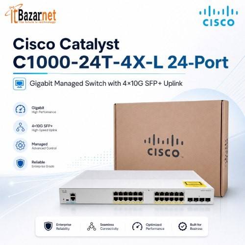 Cisco Catalyst C1000-24T-4X-L 24-Port Gigabit Managed Switch with 4×10G SFP+ Uplink