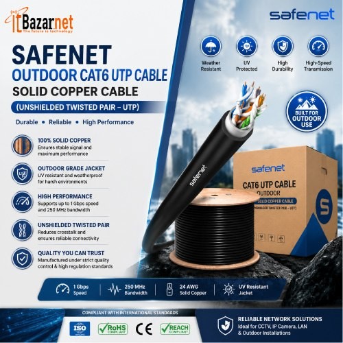 SAFENET OUTDOOR CAT6 UTP CABLE SOLID COPPER CABLE 305M