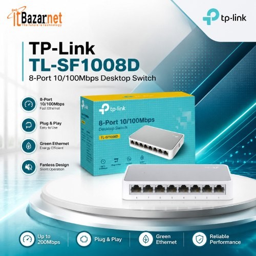 TPLink TL-SF1008D 8Port 10/100Mbps Desktop Switch