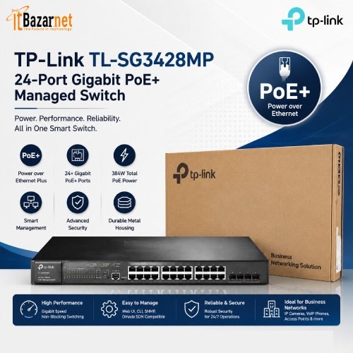 TPLink TL-SG3428MP 28-Port Gigabit L2+ Managed PoE+ Switch 24-Port PoE 384W