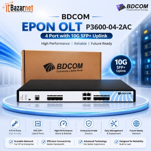 BDCOM EPON OLT P3600-04-2AC 4 Port with 10G SFP+ Uplink