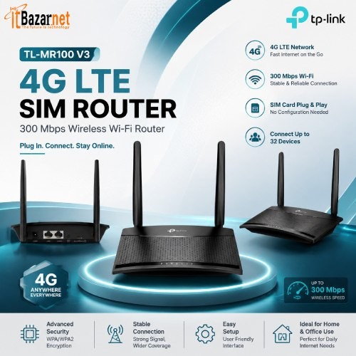 TPLink Sim Router TL-MR100 V3 4G LTE Router 300Mbps Wireless N Image