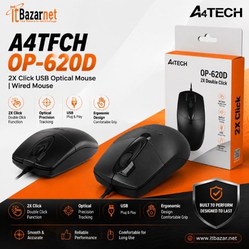 A4TECH OP-620D 2X Click Wired Optical Mouse