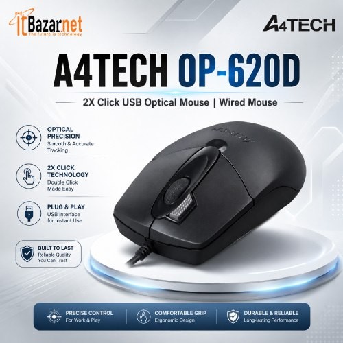 A4TECH OP-620D 2X Click Wired Optical Mouse Image