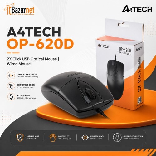 A4TECH OP-620D 2X Click Wired Optical Mouse Image