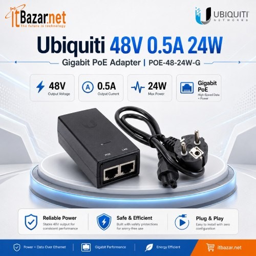 Ubiquiti PoE Adapter 48-24W-G 48V 0.5A Gigabit Injector