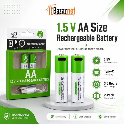 Pencil Battarie 1.5V AA Rechargeable Type-C