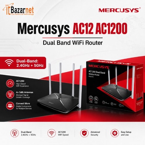 Mercusys AC12 AC1200 Dual Band WiFi Router