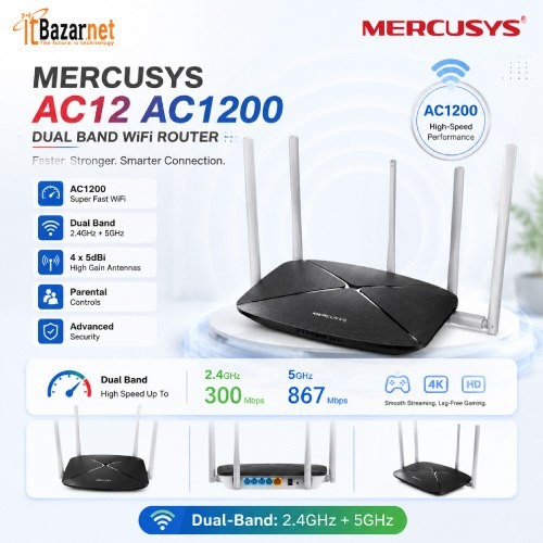 Mercusys AC12 AC1200 Dual Band WiFi Router Image