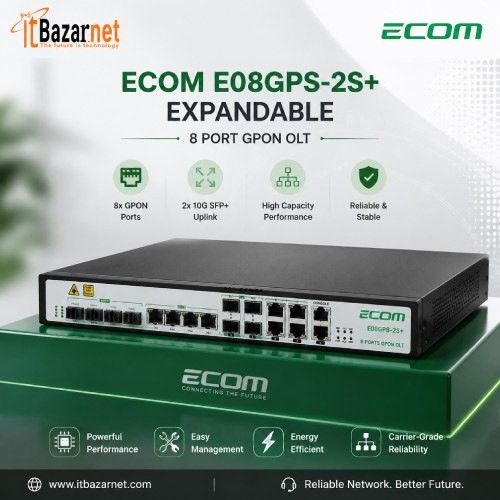ECOM Gpon OLT E08GPS-2S+ Expandable 8Port 10G Uplink Image