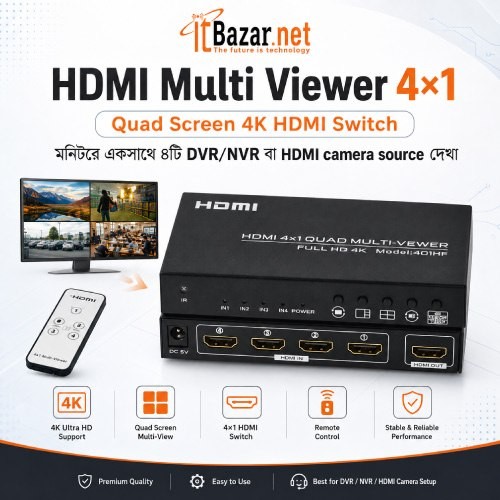 HDMI Multi Viewer 4×1 4Port HDMI Quad View Video Processor & Switcher Image