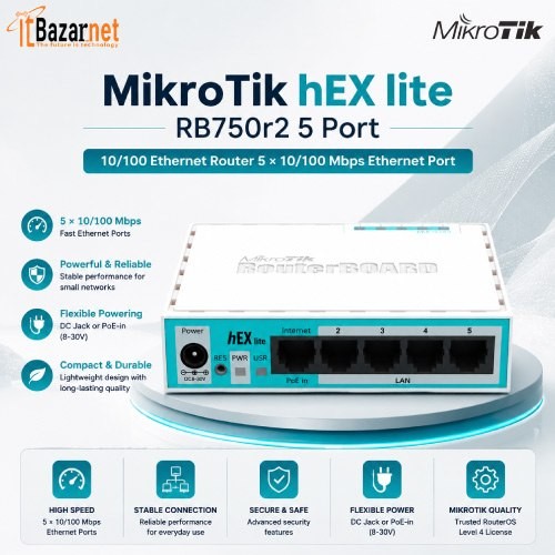 MikroTik RB750Gr2 hEX 5 Port Gigabit Router Image