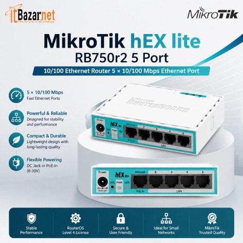 MikroTik RB750Gr2 hEX 5 Port Gigabit Router Image