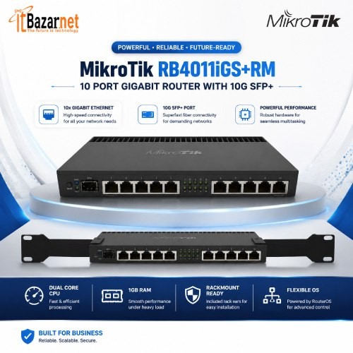 MikroTik RB4011iGS+RM 10Port Gigabit Router With 10G Port