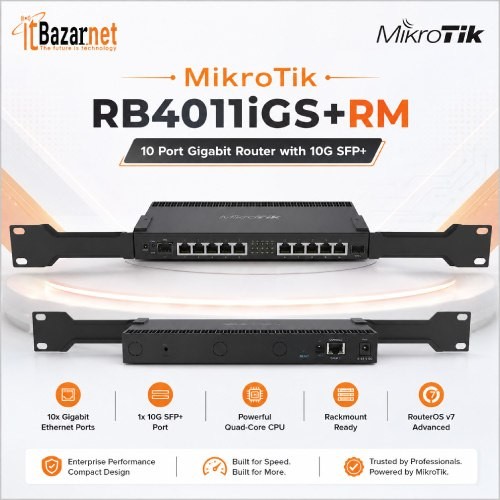MikroTik RB4011iGS+RM 10Port Gigabit Router With 10G Port Image