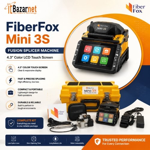 FiberFox Mini 3S Fusion Splicer  Active Alignment with 4.3-inch touchscreen