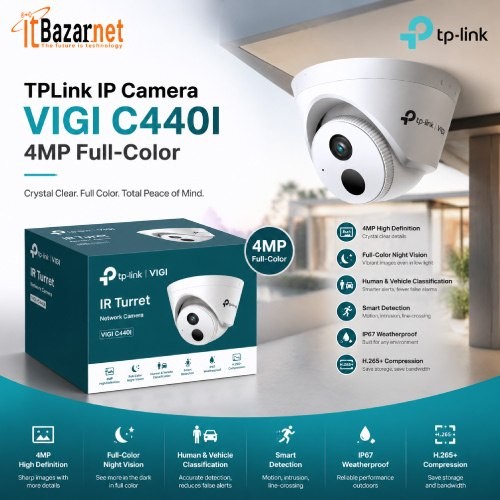 TPLink VIGI C440I 4MP Turret IP Camera fullcolor Night Vision