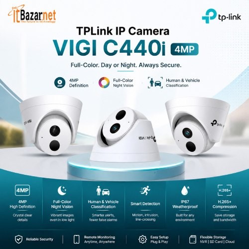 TPLink VIGI C440I 4MP Turret IP Camera fullcolor Night Vision Image