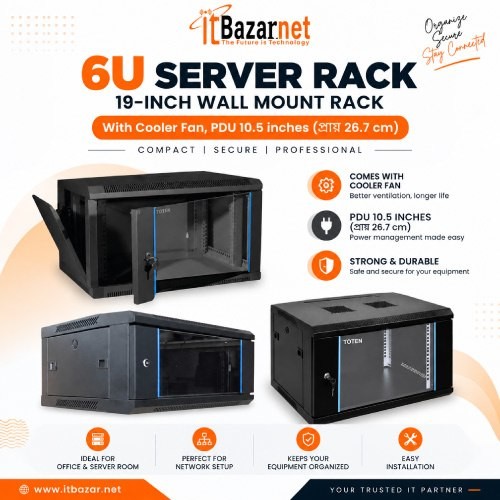 6U Server Rack 19inch With Cooler Fan,PDU,Hight 10.5 inches (প্রায় 26.7 cm)