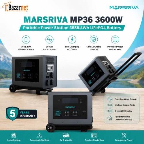 Marsriva MP36 Portable Power Station 3600W 3686.4Wh LiFePO4 Battery