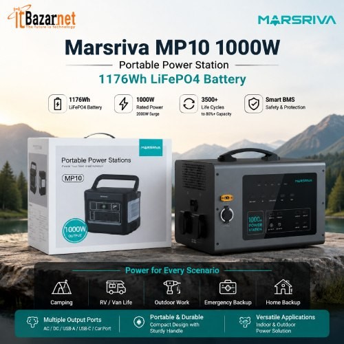 Marsriva MP10 1000W Portable Power Station 1228.8Wh LiFePO4 Battery