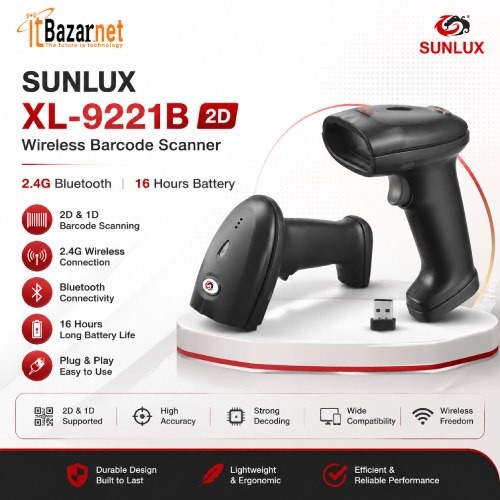 SUNLUX XL-9221B 2D Wireless Barcode Scanner