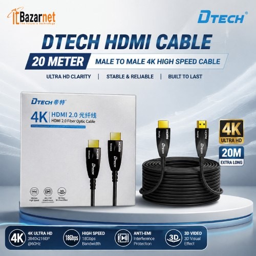 DTECH HDMI Cable DT-H010 20 Meter 4K 60Hz High Speed Cable Image