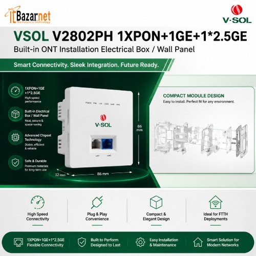 VSOL Wall Mount ONU V2802PH XPON ONU 1GE + 2.5GE Built-in ONT Image