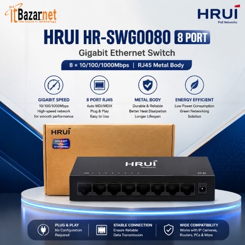 HRUI HR-SWG0080 8Port Gigabit Metal Body Switch Image
