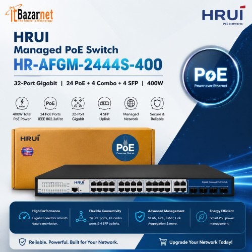 HRUI PoE Switch HR-AFGM-2444S-400 24 Port Gigabit Managed Switch