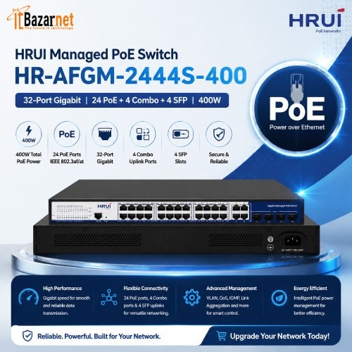 HRUI PoE Switch HR-AFGM-2444S-400 24 Port Gigabit Managed Switch Image