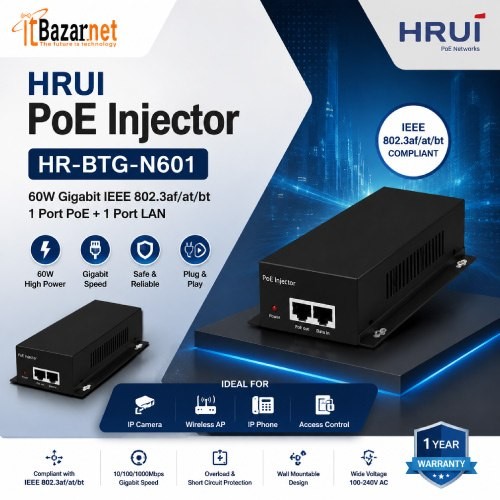 60 Wat PoE Injector HRUI HR-BTG-N601 Image