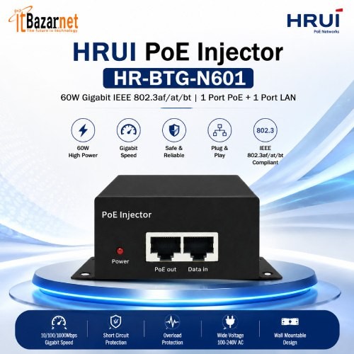 60 Wat PoE Injector HRUI HR-BTG-N601 Image