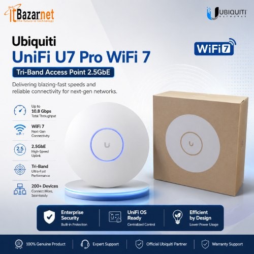 Ubiquiti UniFi U7Pro WiFi7 Access Point Tri Band 2.5GbE Enterprise AP